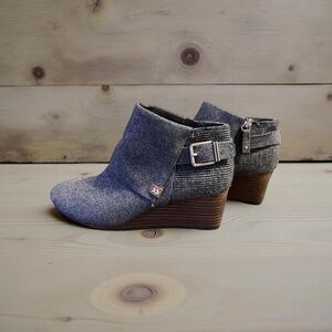 Gray flannel looking ankle boots